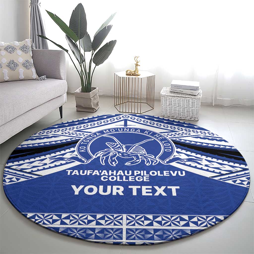 Personalised Tonga Taufa'ahau Pilolevu College Round Carpet Polynesian Ngatu Tribal