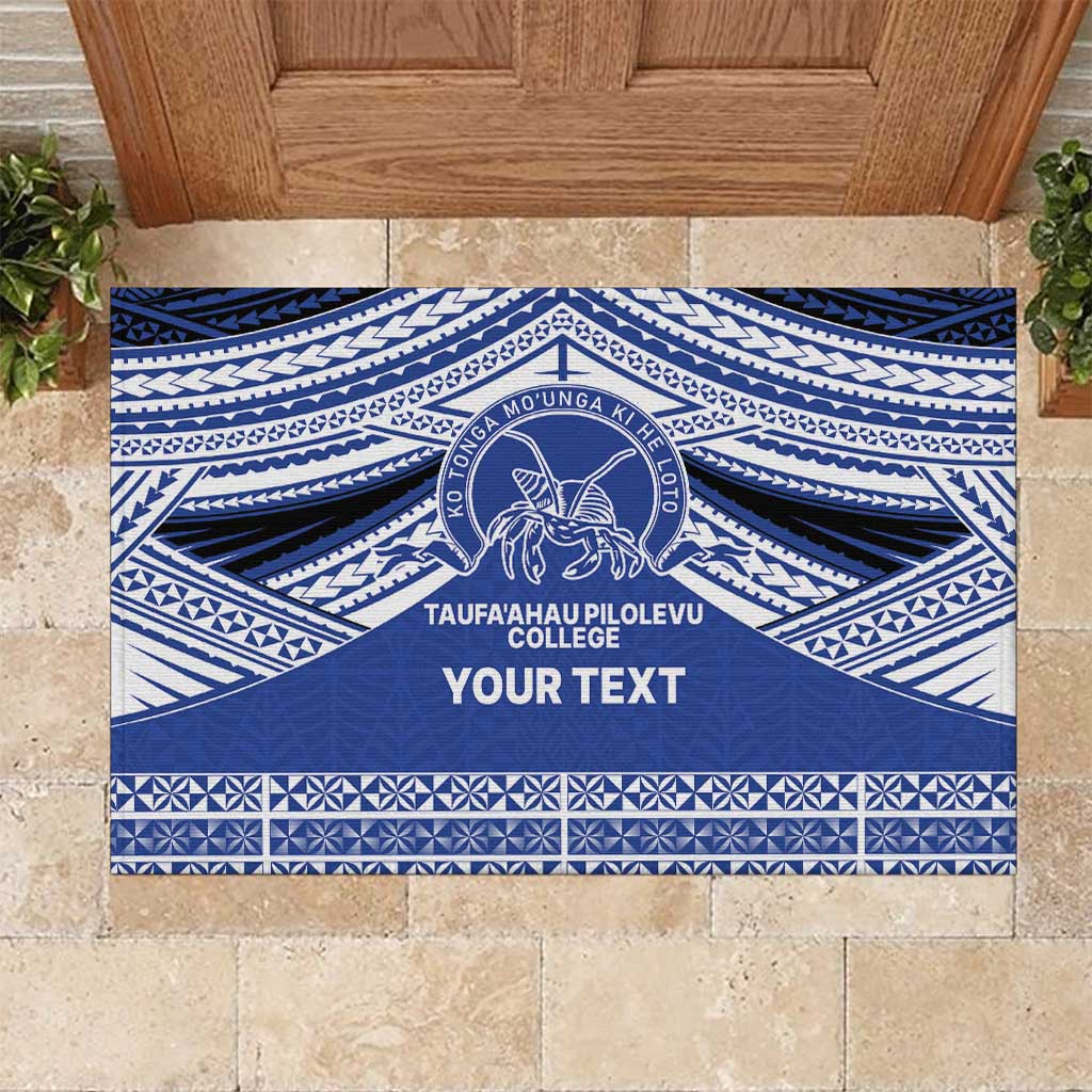 Personalised Tonga Taufa'ahau Pilolevu College Rubber Doormat Polynesian Ngatu Tribal