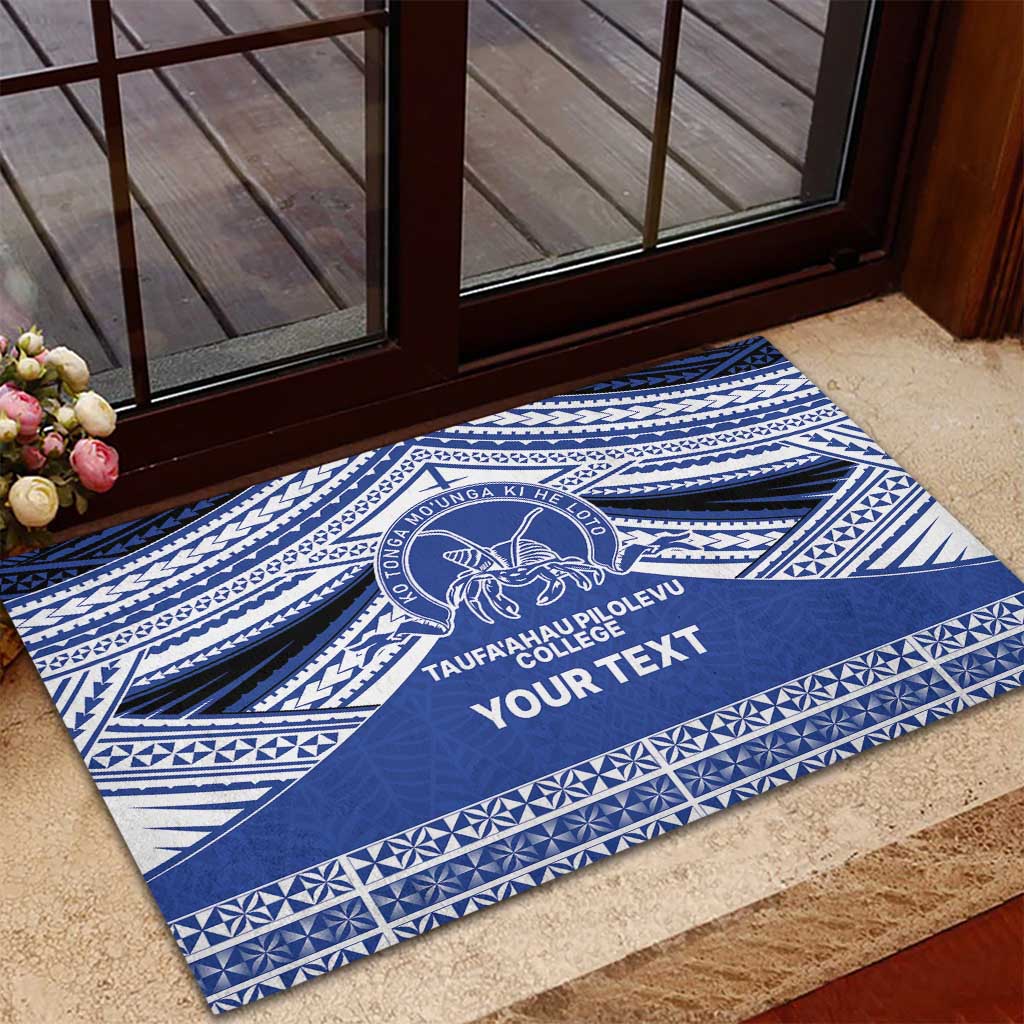 Personalised Tonga Taufa'ahau Pilolevu College Rubber Doormat Polynesian Ngatu Tribal