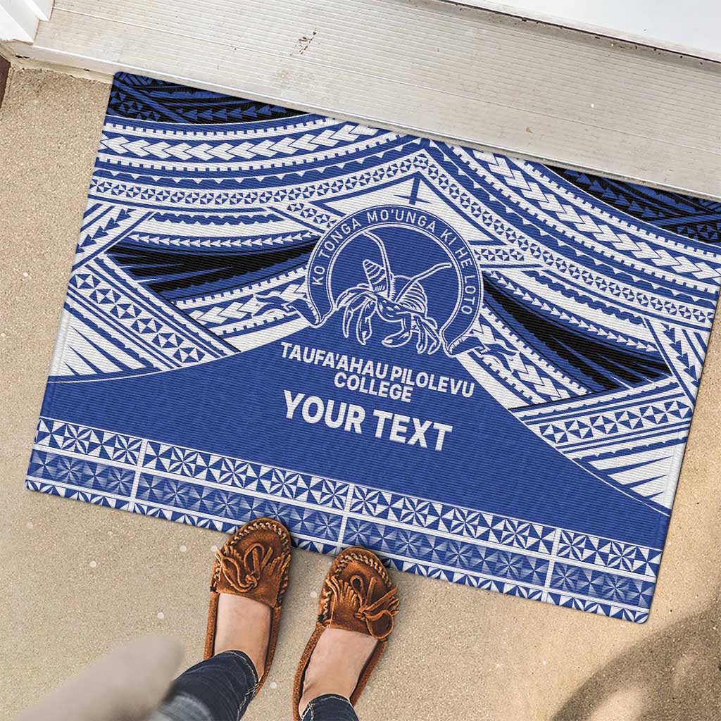 Personalised Tonga Taufa'ahau Pilolevu College Rubber Doormat Polynesian Ngatu Tribal