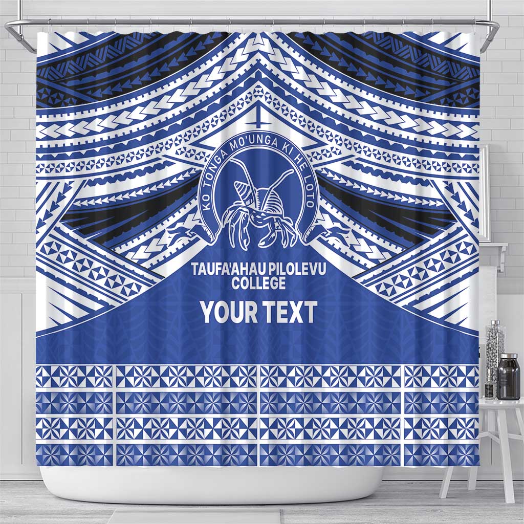 Personalised Tonga Taufa'ahau Pilolevu College Shower Curtain Polynesian Ngatu Tribal