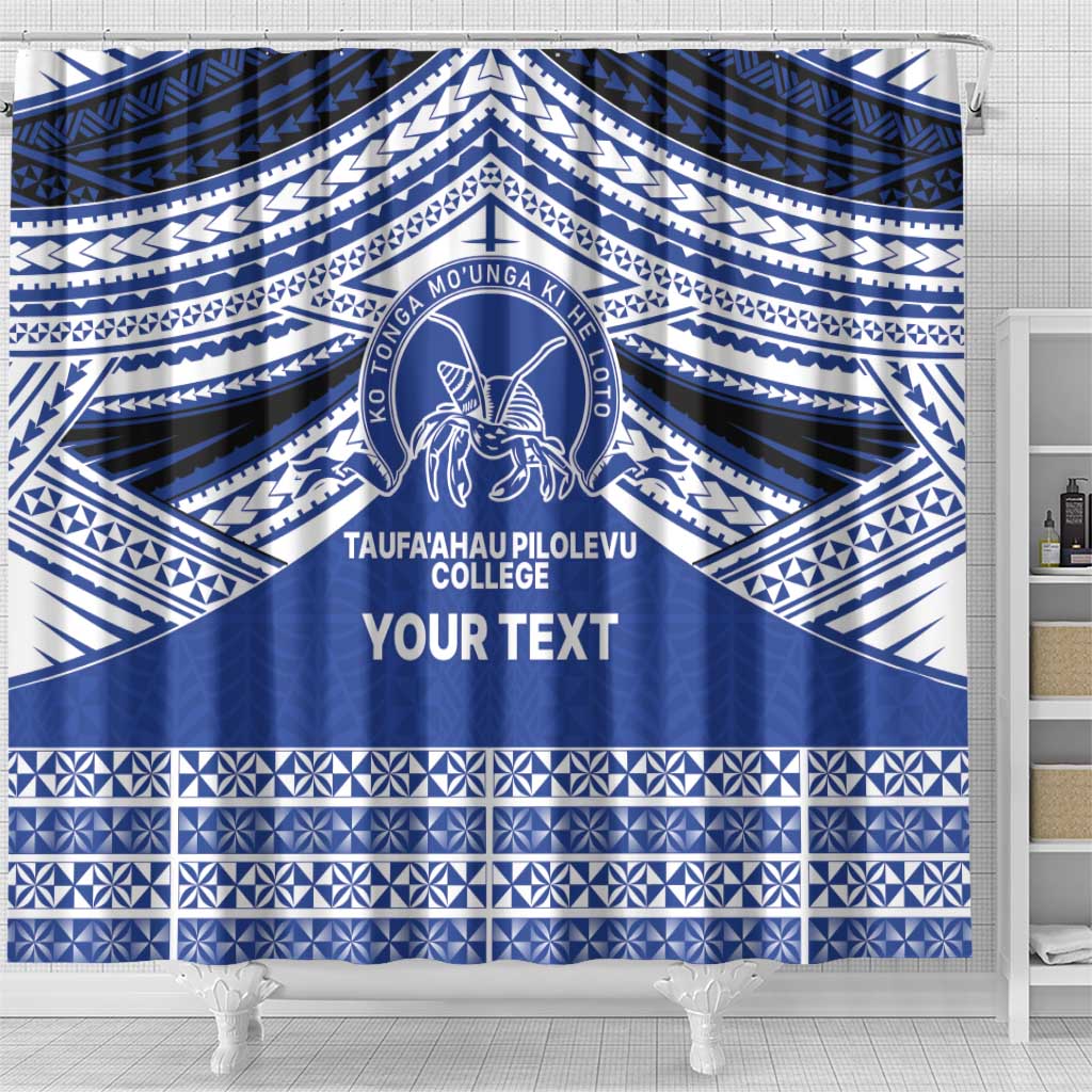 Personalised Tonga Taufa'ahau Pilolevu College Shower Curtain Polynesian Ngatu Tribal