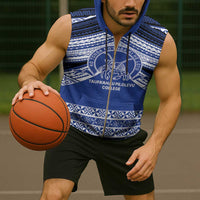 Personalised Tonga Taufa'ahau Pilolevu College Sleeveless Zip Hoodie Polynesian Ngatu Tribal - Polynesian Pride