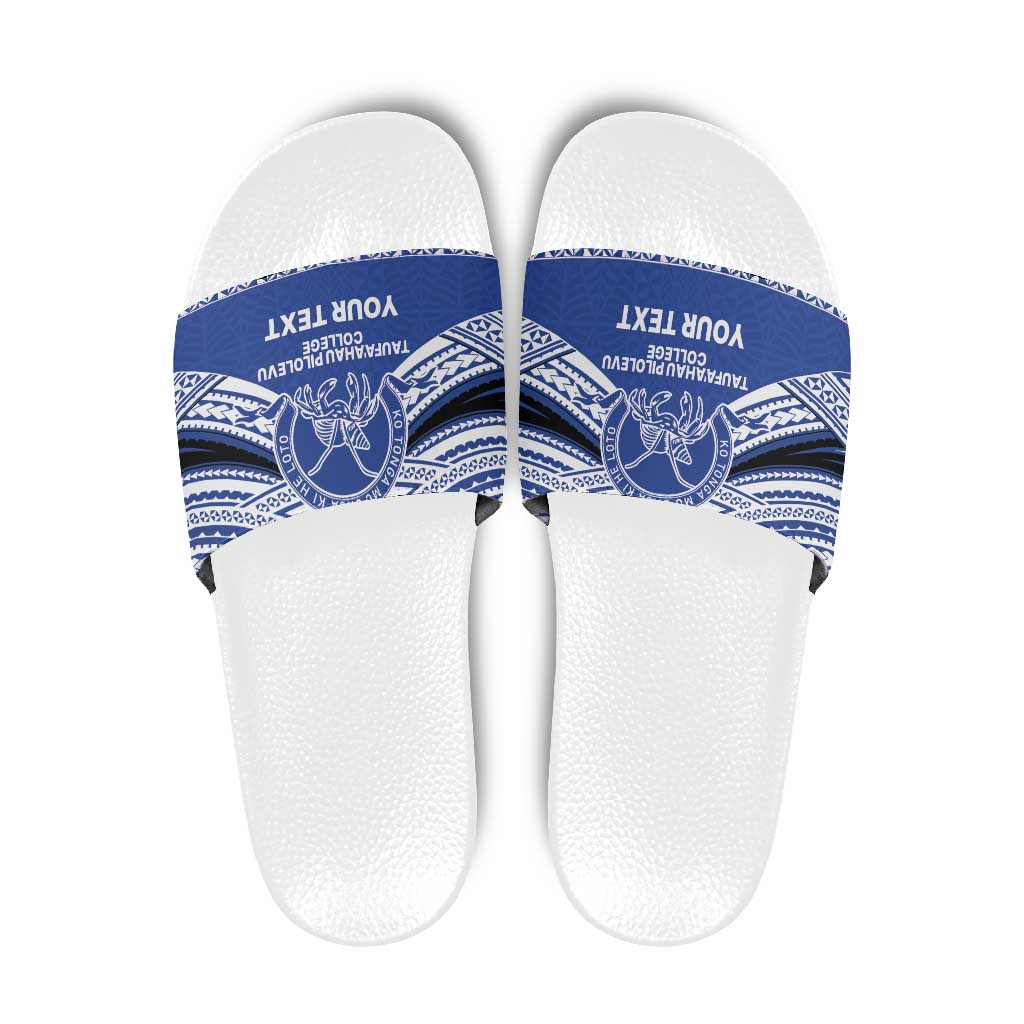 Personalised Tonga Taufa'ahau Pilolevu College Slide Sandals Polynesian Ngatu Tribal - Polynesian Pride