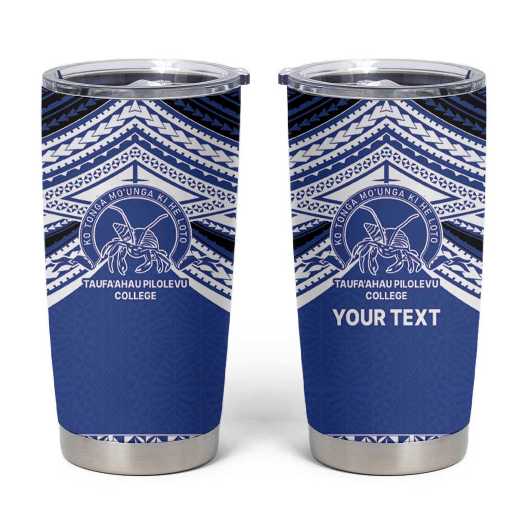 Personalised Tonga Taufa'ahau Pilolevu College Tumbler Cup Polynesian Ngatu Tribal