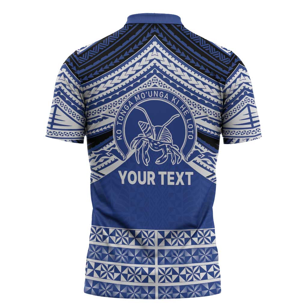 Personalised Tonga Taufa'ahau Pilolevu College Zipper Polo Shirt Polynesian Ngatu Tribal - Polynesian Pride