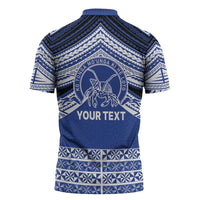 Personalised Tonga Taufa'ahau Pilolevu College Zipper Polo Shirt Polynesian Ngatu Tribal - Polynesian Pride