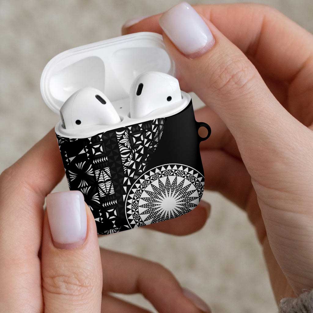 Black Tongan Ngatu Fonulei Pattern AirPods Case - Polynesian Pride