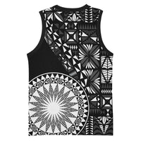 Black Tongan Ngatu Fonulei Pattern Basketball Jersey - Polynesian Pride