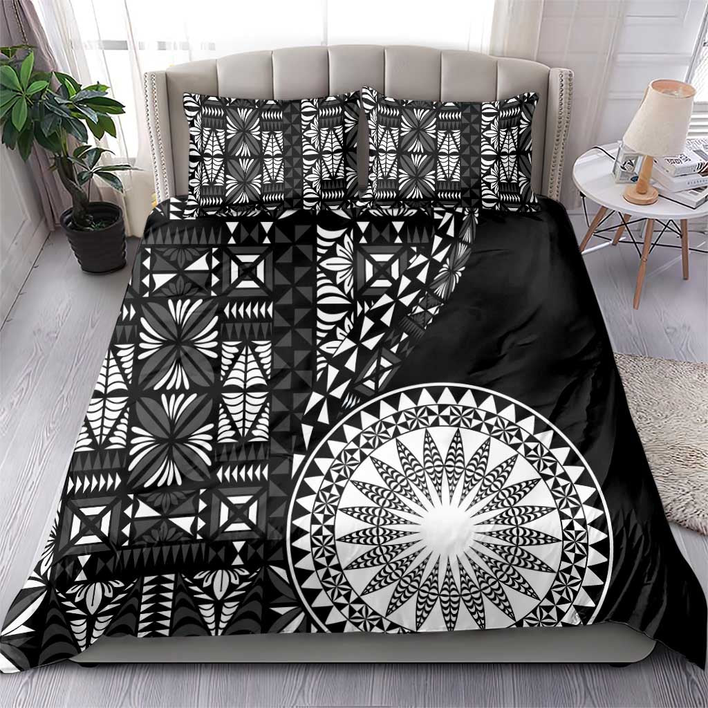 Black Tongan Ngatu Fonulei Pattern Bedding Set
