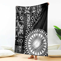 Black Tongan Ngatu Fonulei Pattern Blanket