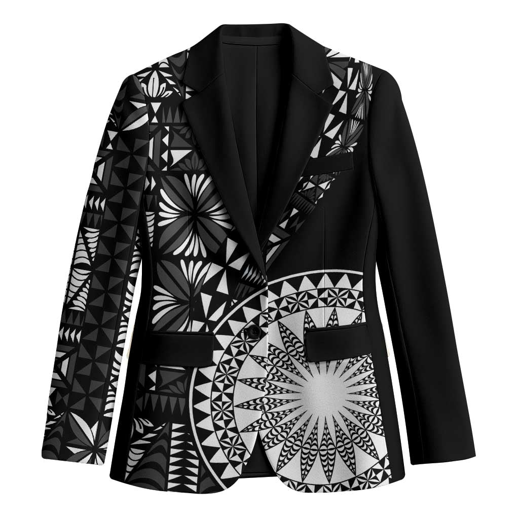 Black Tongan Ngatu Fonulei Pattern Blazer - Polynesian Pride