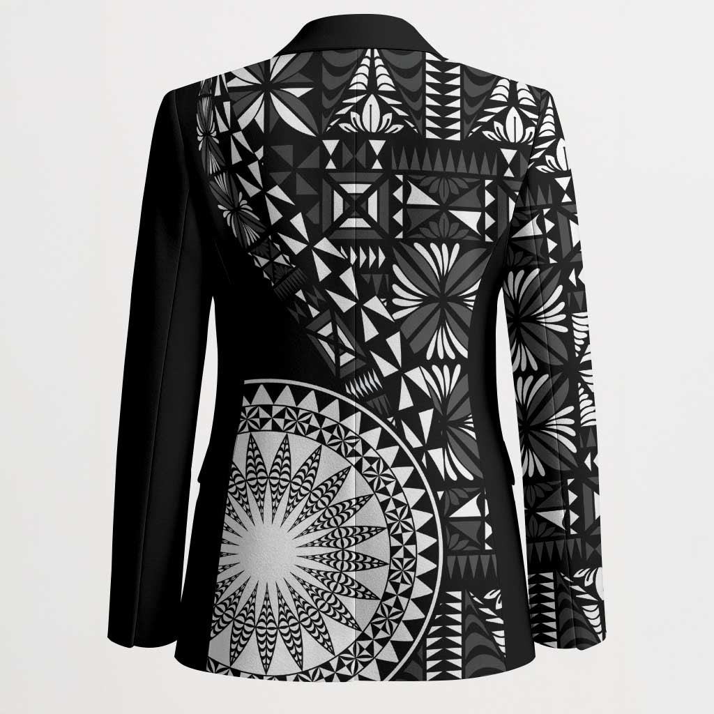Black Tongan Ngatu Fonulei Pattern Blazer - Polynesian Pride