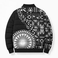 Black Tongan Ngatu Fonulei Pattern Bomber Puffer Jacket - Polynesian Pride