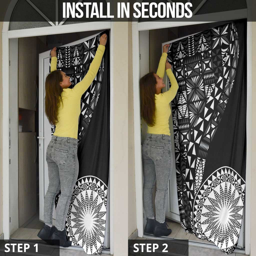 Black Tongan Ngatu Fonulei Pattern Door Cover - Polynesian Pride