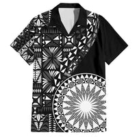 Black Tongan Ngatu Fonulei Pattern Family Matching Long Sleeve Bodycon Dress and Hawaiian Shirt LT9 Dad's Shirt - Short Sleeve Black - Polynesian Pride