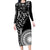 Black Tongan Ngatu Fonulei Pattern Family Matching Long Sleeve Bodycon Dress and Hawaiian Shirt