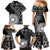 Black Tongan Ngatu Fonulei Pattern Family Matching Mermaid Dress and Hawaiian Shirt