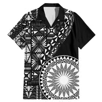 Black Tongan Ngatu Fonulei Pattern Family Matching Mermaid Dress and Hawaiian Shirt LT9 Dad's Shirt - Short Sleeve Black - Polynesian Pride