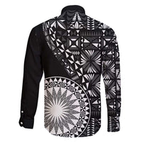 Black Tongan Ngatu Fonulei Pattern Family Matching Off Shoulder Maxi Dress and Hawaiian Shirt
