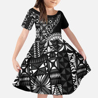 Black Tongan Ngatu Fonulei Pattern Family Matching Puletasi and Hawaiian Shirt
