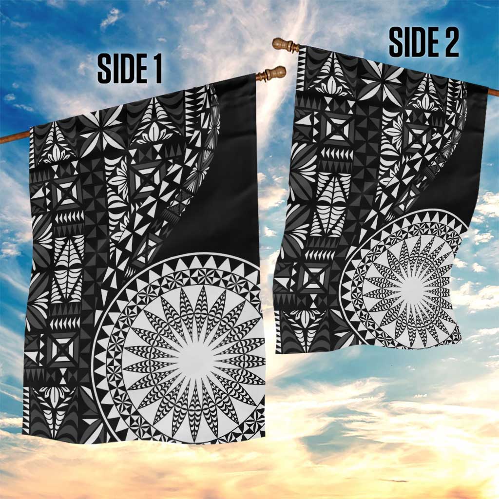 Black Tongan Ngatu Fonulei Pattern Garden Flag