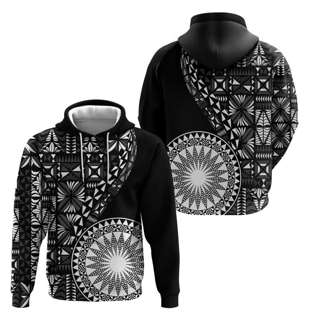 Black Tongan Ngatu Fonulei Pattern Hoodie