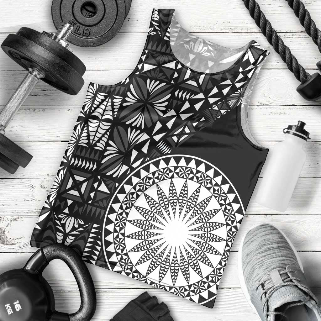 Black Tongan Ngatu Fonulei Pattern Men Tank Top