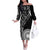 Black Tongan Ngatu Fonulei Pattern Off The Shoulder Long Sleeve Dress