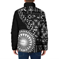 Black Tongan Ngatu Fonulei Pattern Padded Jacket - Polynesian Pride