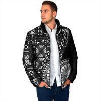 Black Tongan Ngatu Fonulei Pattern Padded Jacket - Polynesian Pride