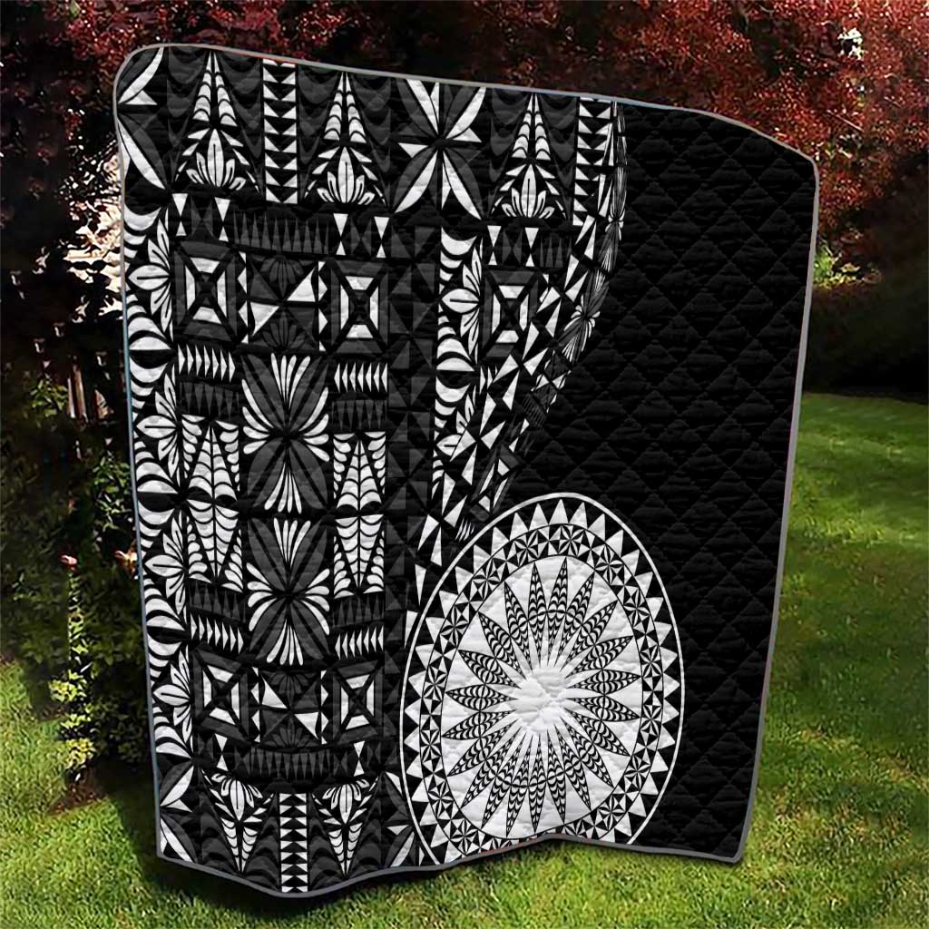 Black Tongan Ngatu Fonulei Pattern Quilt