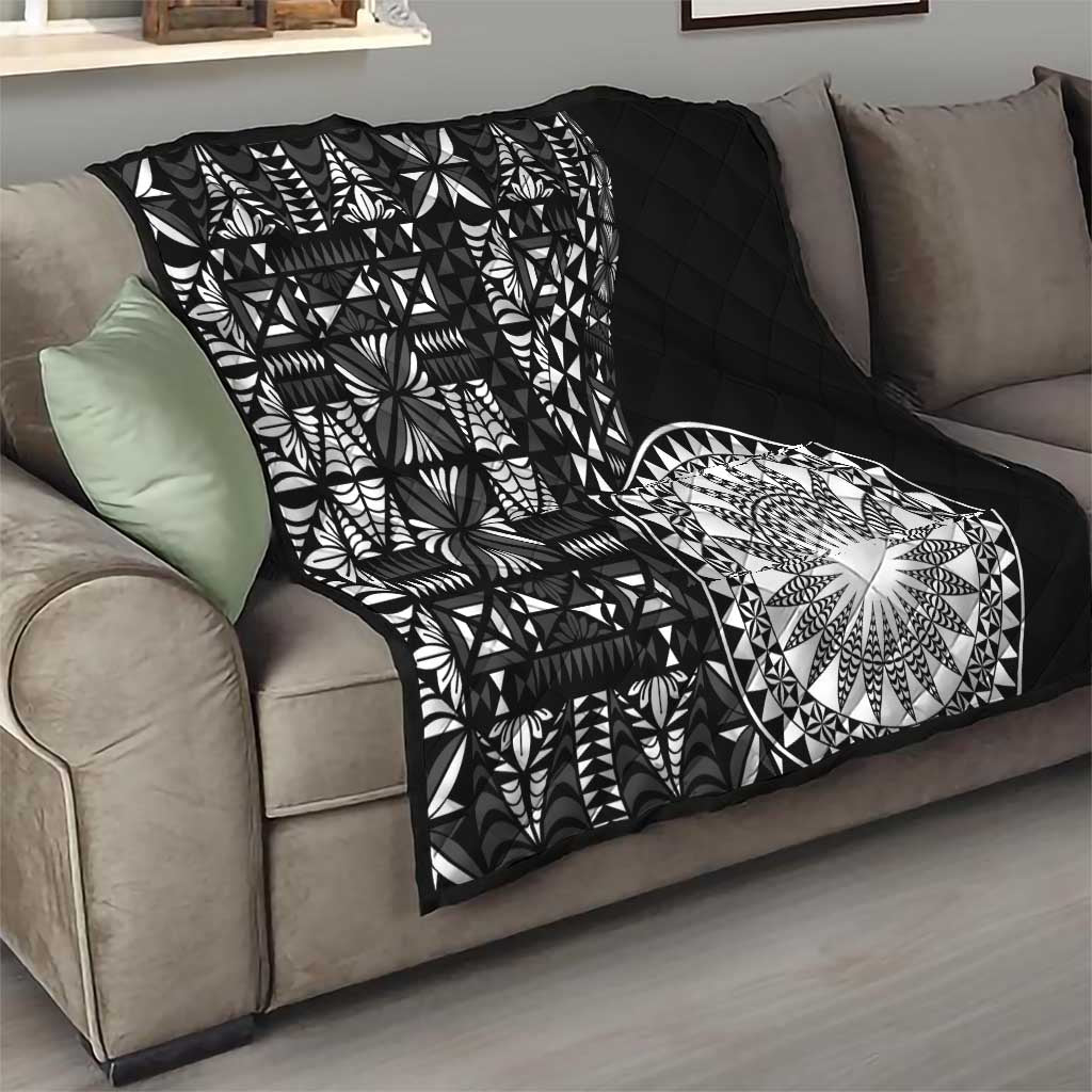 Black Tongan Ngatu Fonulei Pattern Quilt