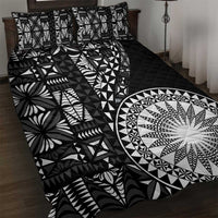 Black Tongan Ngatu Fonulei Pattern Quilt Bed Set