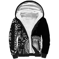 Black Tongan Ngatu Fonulei Pattern Sherpa Hoodie