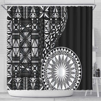 Black Tongan Ngatu Fonulei Pattern Shower Curtain