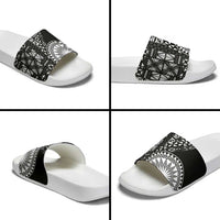 Black Tongan Ngatu Fonulei Pattern Slide Sandals - Polynesian Pride