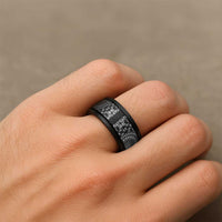 Black Tongan Ngatu Fonulei Pattern Spinner Ring - Polynesian Pride
