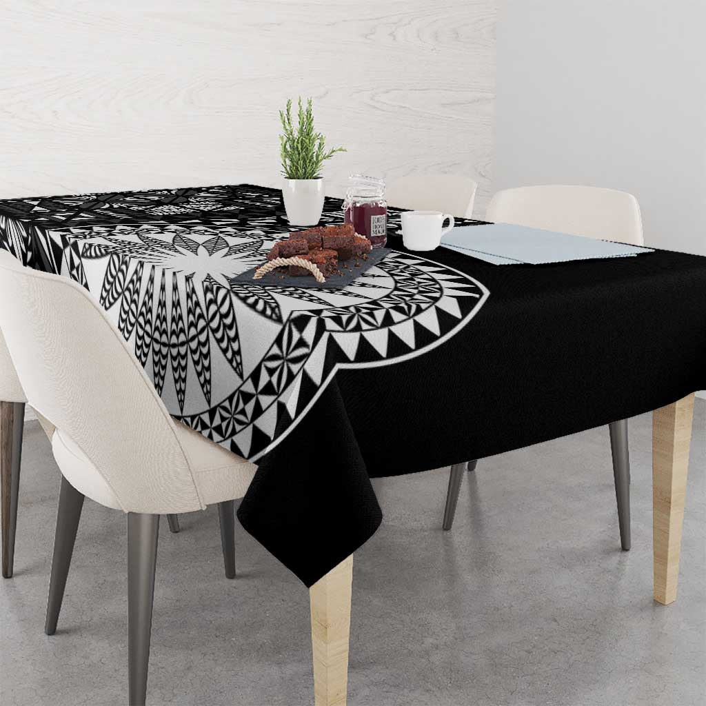 Black Tongan Ngatu Fonulei Pattern Tablecloth