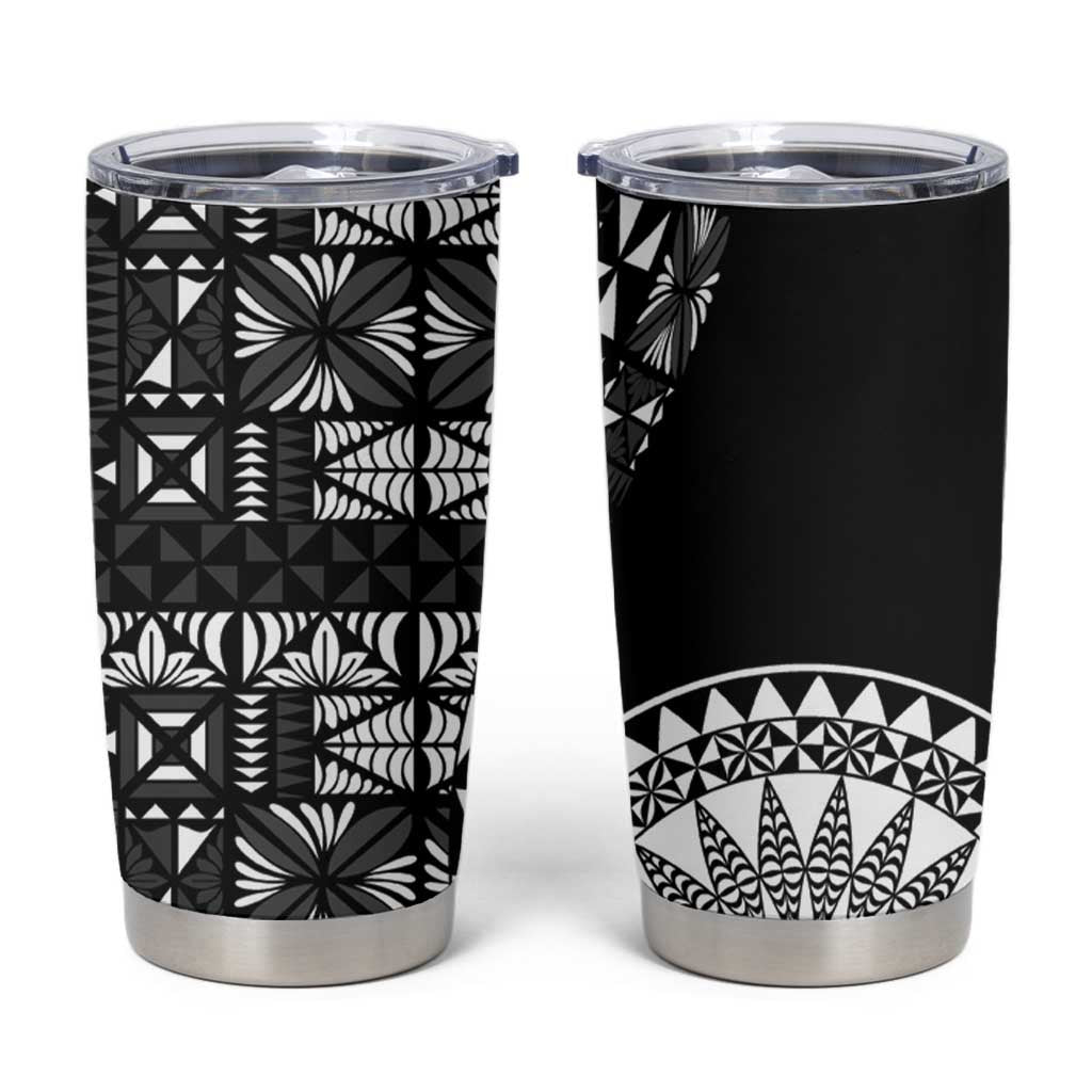 Black Tongan Ngatu Fonulei Pattern Tumbler Cup