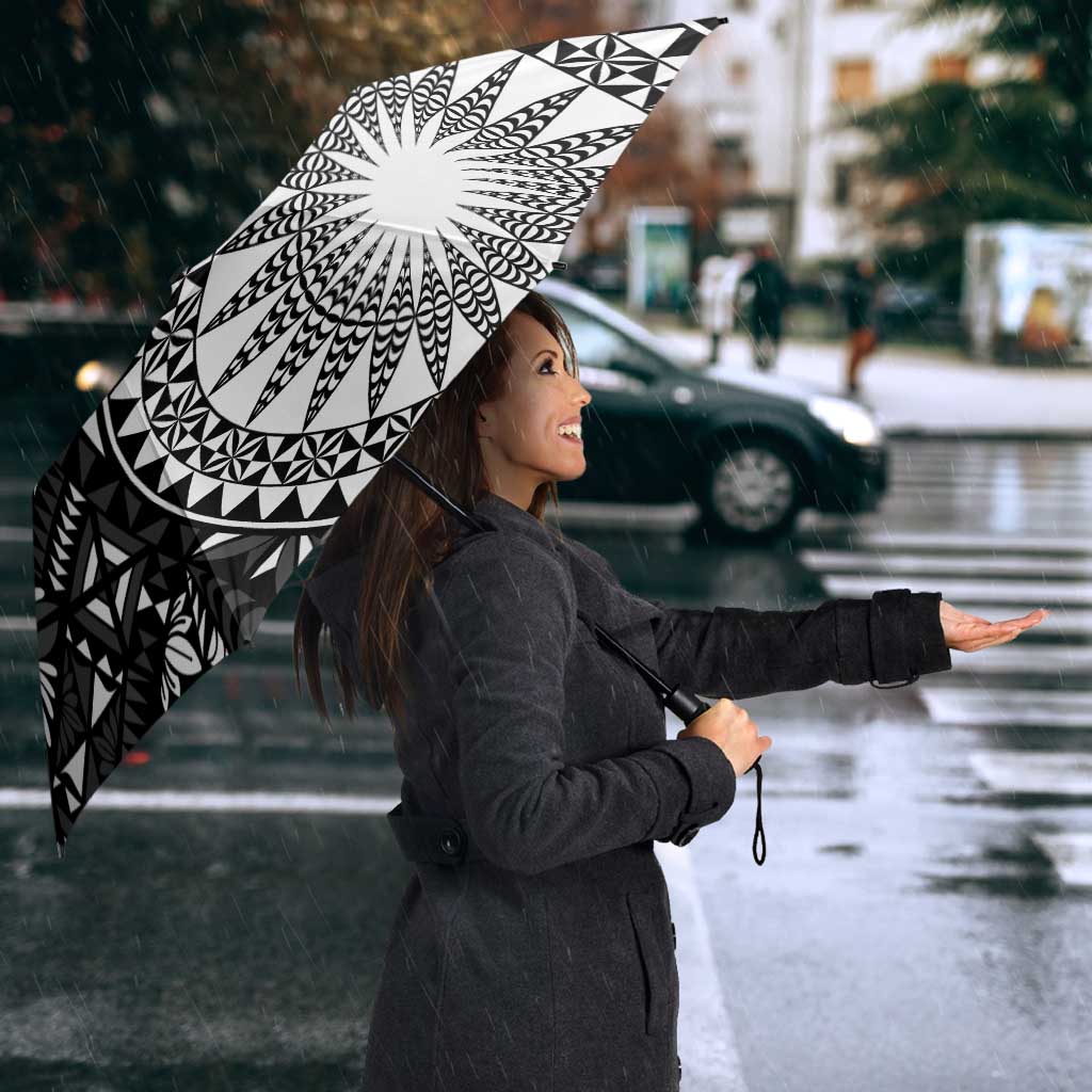 Black Tongan Ngatu Fonulei Pattern Umbrella - Polynesian Pride