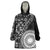 Black Tongan Ngatu Fonulei Pattern Wearable Blanket Hoodie