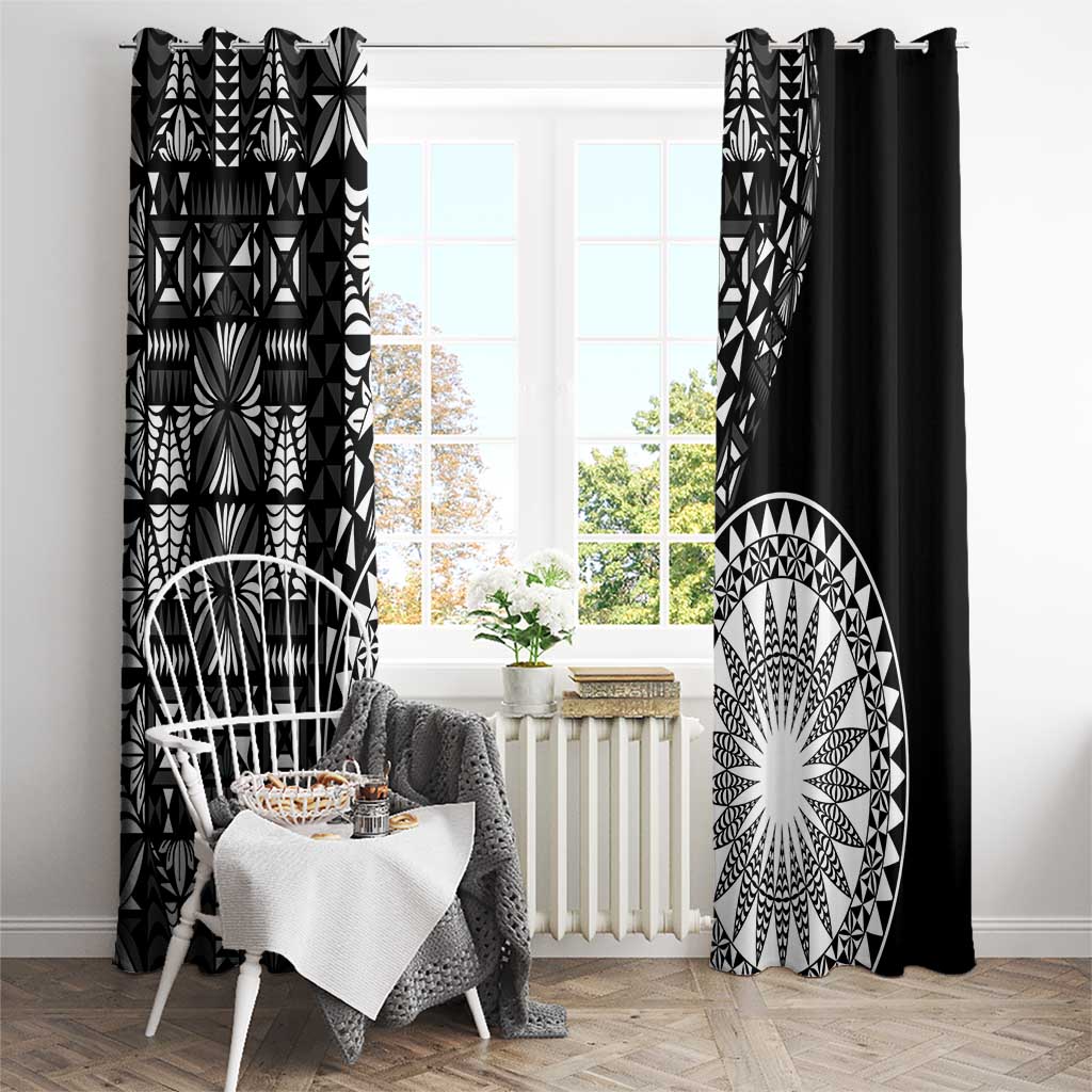 Black Tongan Ngatu Fonulei Pattern Window Curtain