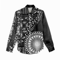 Black Tongan Ngatu Fonulei Pattern Women Casual Shirt