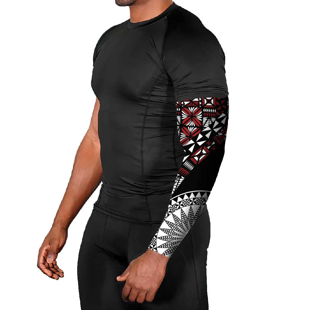 Red Tongan Ngatu Fonulei Pattern Arm Sleeves - Polynesian Pride