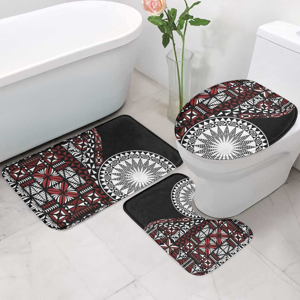 Red Tongan Ngatu Fonulei Pattern Bathroom Set - Polynesian Pride