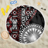 Red Tongan Ngatu Fonulei Pattern Beach Blanket