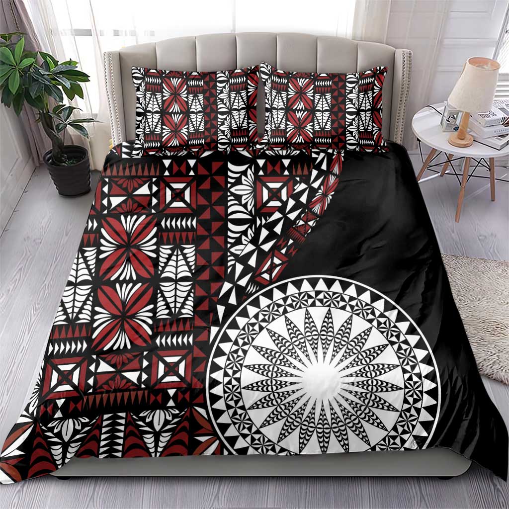 Red Tongan Ngatu Fonulei Pattern Bedding Set