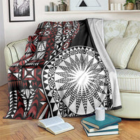 Red Tongan Ngatu Fonulei Pattern Blanket