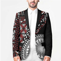 Red Tongan Ngatu Fonulei Pattern Blazer - Polynesian Pride